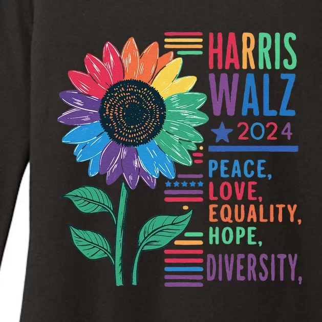 Harris Walz Peace Love Equality Hope Diversity Kamala 2024 Gift Womens CVC Long Sleeve Shirt