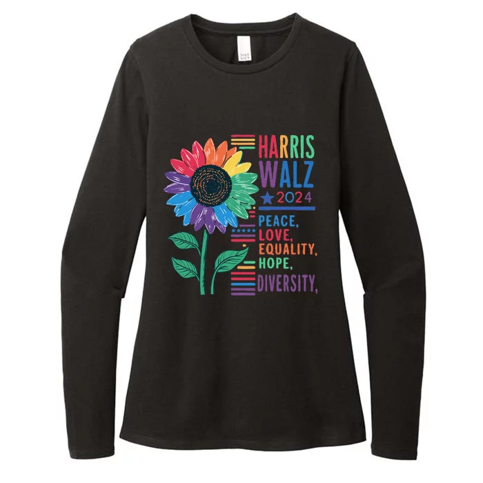 Harris Walz Peace Love Equality Hope Diversity Kamala 2024 Gift Womens CVC Long Sleeve Shirt