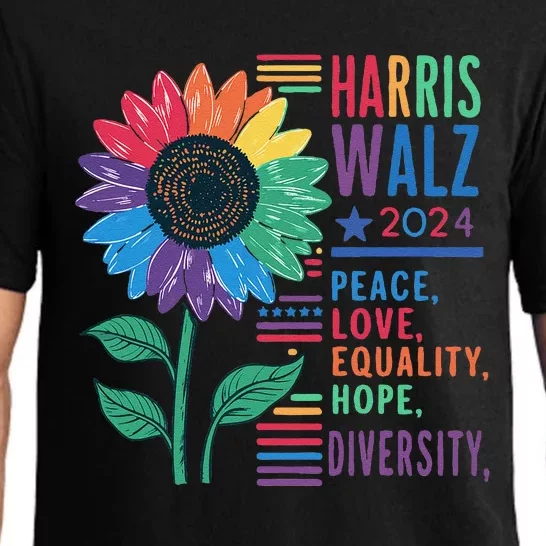 Harris Walz Peace Love Equality Hope Diversity Kamala 2024 Gift Pajama Set