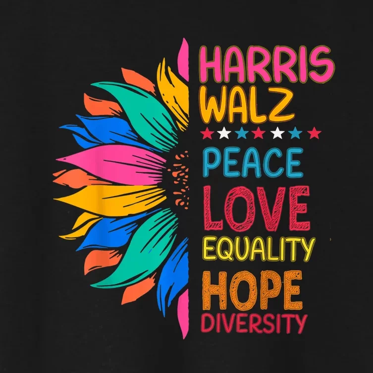 Harris Walz Peace Love Equality Hope Diversity Women's Crop Top Tee