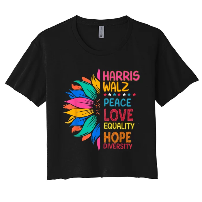 Harris Walz Peace Love Equality Hope Diversity Women's Crop Top Tee