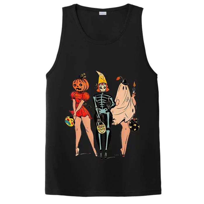 Halloween Witch Pin Up Retro Vintage Pumpkin Women Performance Tank