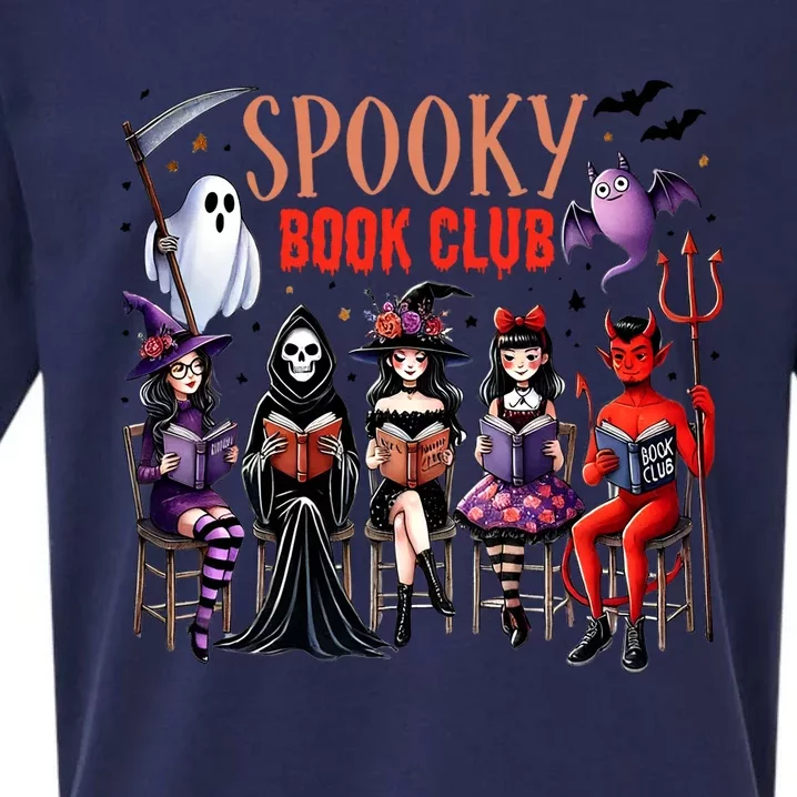 Halloween Witch Reading Book Lover Retro Spooky Book Club Sueded Cloud Jersey T-Shirt