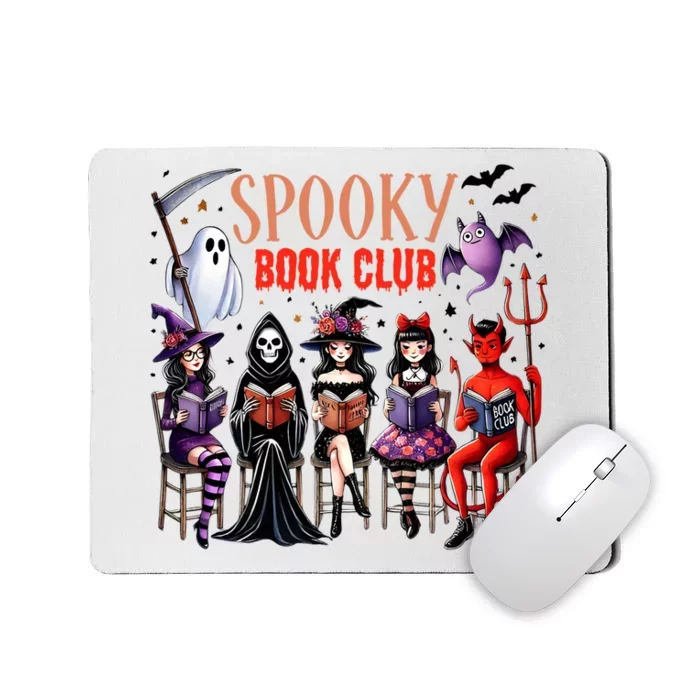 Halloween Witch Reading Book Lover Retro Spooky Book Club Mousepad