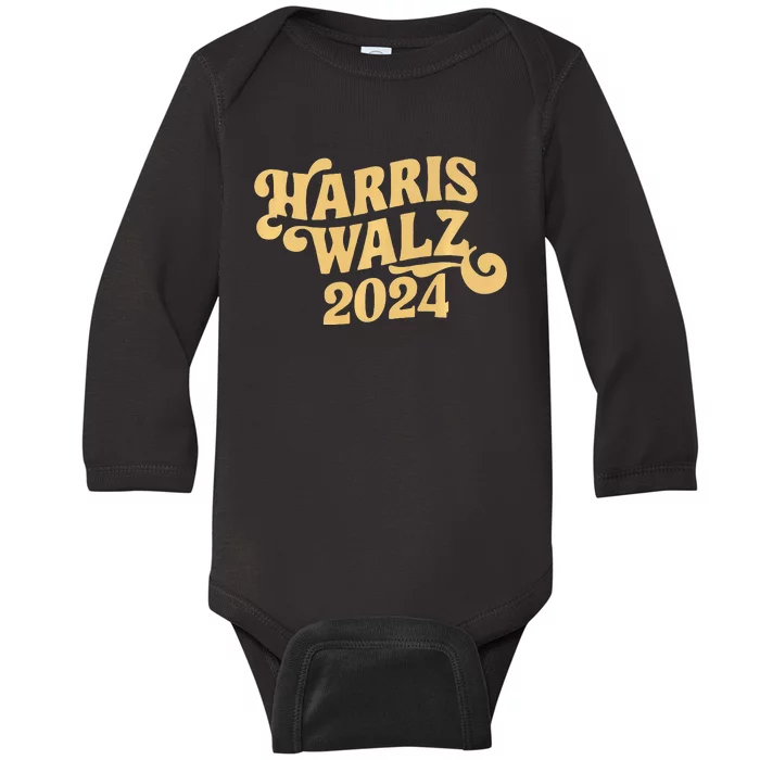 Harris Walz Retro Cursive Premium Baby Long Sleeve Bodysuit