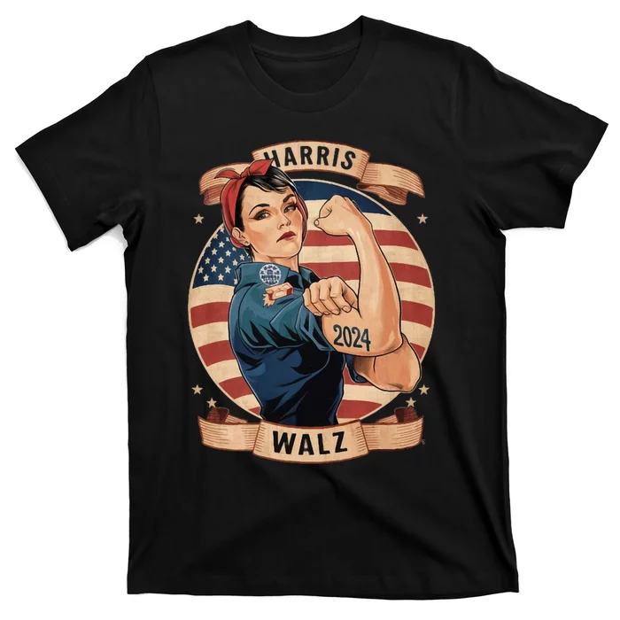 Harris Walz Rosie The Riveter Kamala Harris Tim Walz 2024 T-Shirt