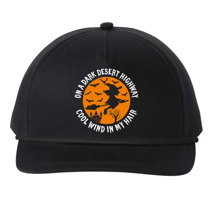 Halloween Witch Riding Broom On A Dark Desert Highway Gift Snapback Five-Panel Rope Hat