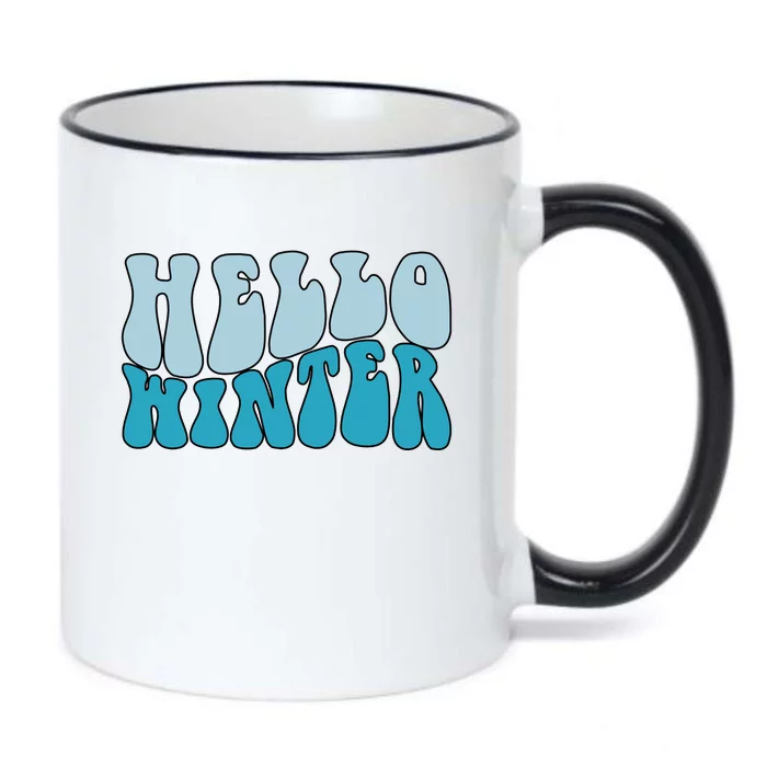 Hello Winter Retro Black Color Changing Mug