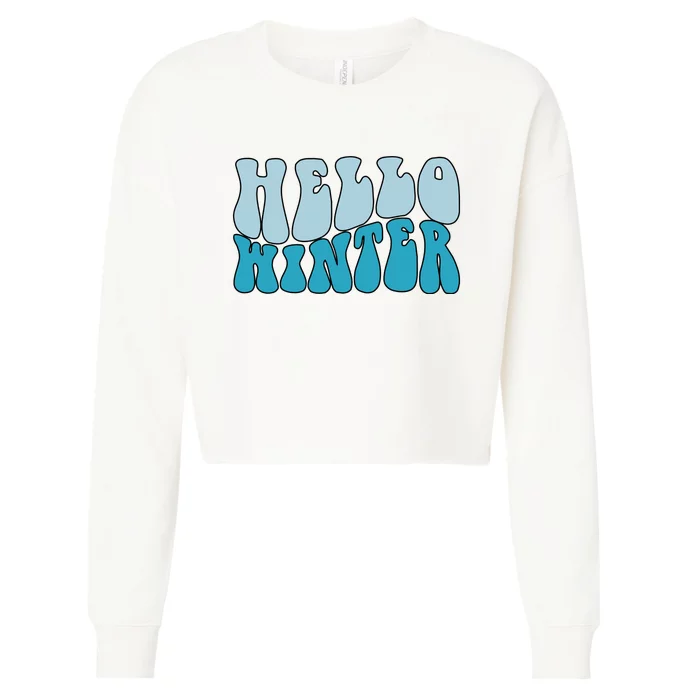 Hello Winter Retro Cropped Pullover Crew