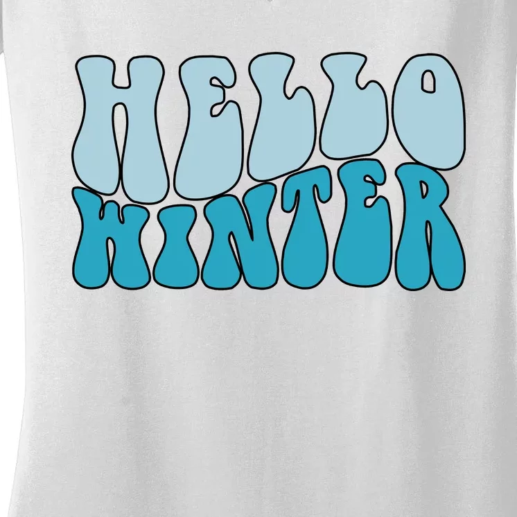 Hello Winter Retro Women's V-Neck T-Shirt