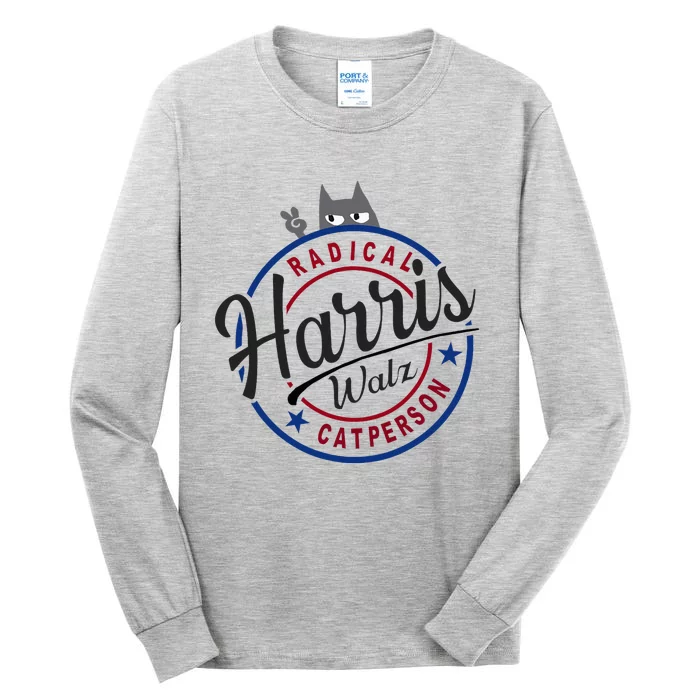 Harris Walz Radical Cat Lady Person Election Kamala Walz Tall Long Sleeve T-Shirt