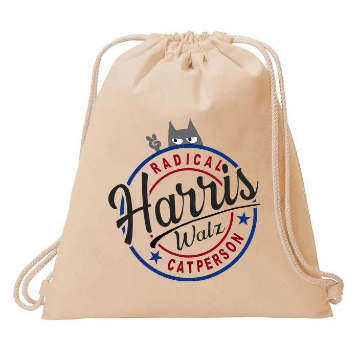 Harris Walz Radical Cat Lady Person Election Kamala Walz Drawstring Bag