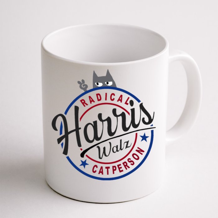 Harris Walz Radical Cat Lady Person Election Kamala Walz Front & Back Coffee Mug