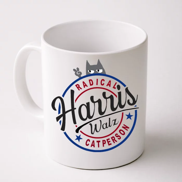 Harris Walz Radical Cat Lady Person Election Kamala Walz Front & Back Coffee Mug