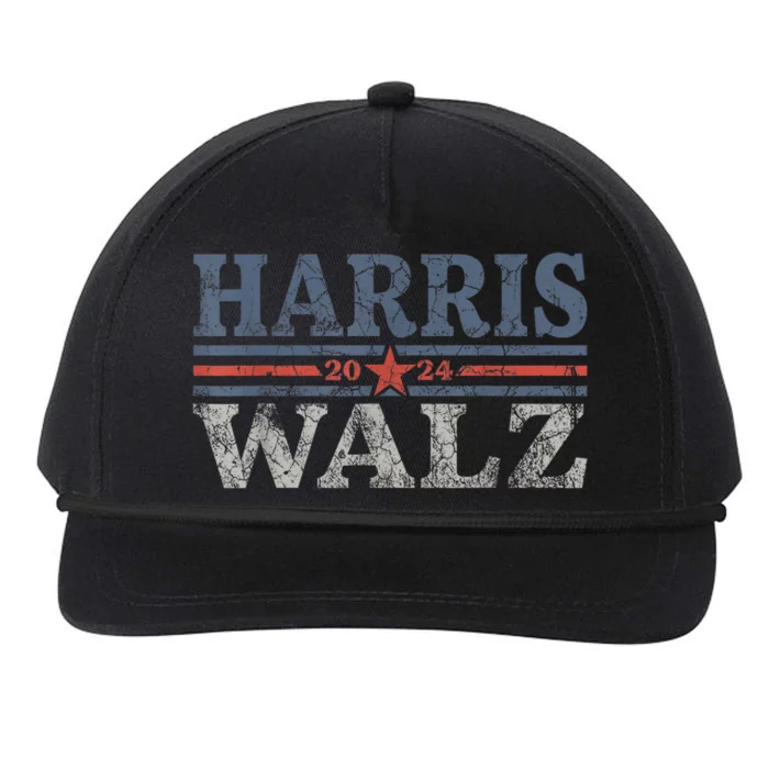 Harris Waltz2024 Retro Stripe Kamala Harris Tim Waltz 24 Snapback Five-Panel Rope Hat