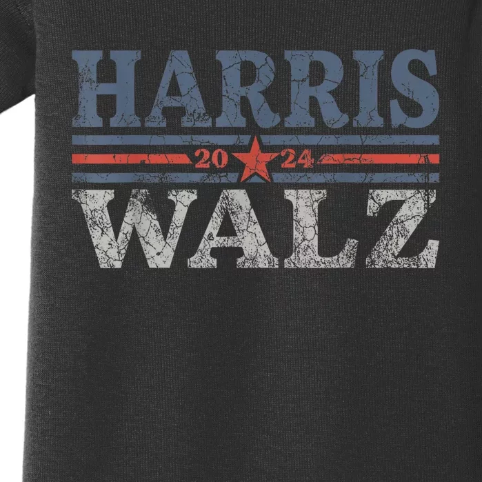 Harris Waltz2024 Retro Stripe Kamala Harris Tim Waltz 24 Baby Bodysuit