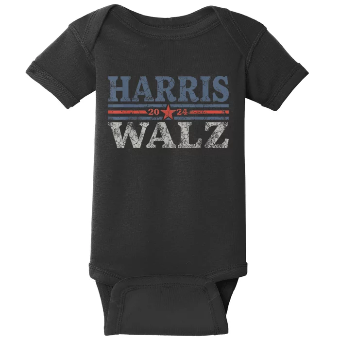 Harris Waltz2024 Retro Stripe Kamala Harris Tim Waltz 24 Baby Bodysuit