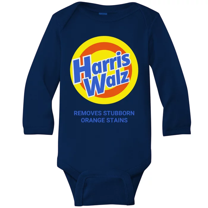 Harris Walz Removes Stubborn Orange Stains Support Kamala Harris 2024 Baby Long Sleeve Bodysuit