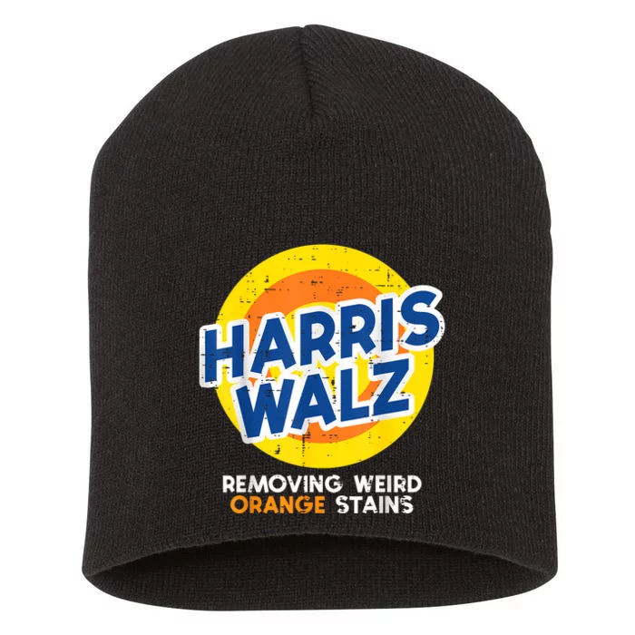 Harris Walz Removing Weird Orange Stains Short Acrylic Beanie