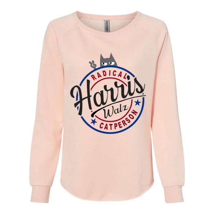 Harris Walz Radical Cat Lady Person Election Kamala Walz Womens California Wash Sweatshirt