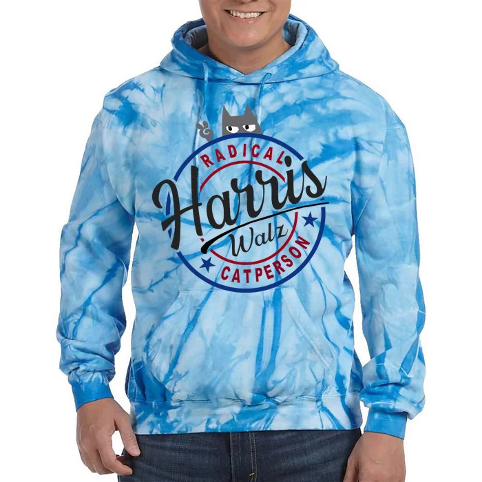 Harris Walz Radical Cat Lady Person Election Kamala Walz Tie Dye Hoodie