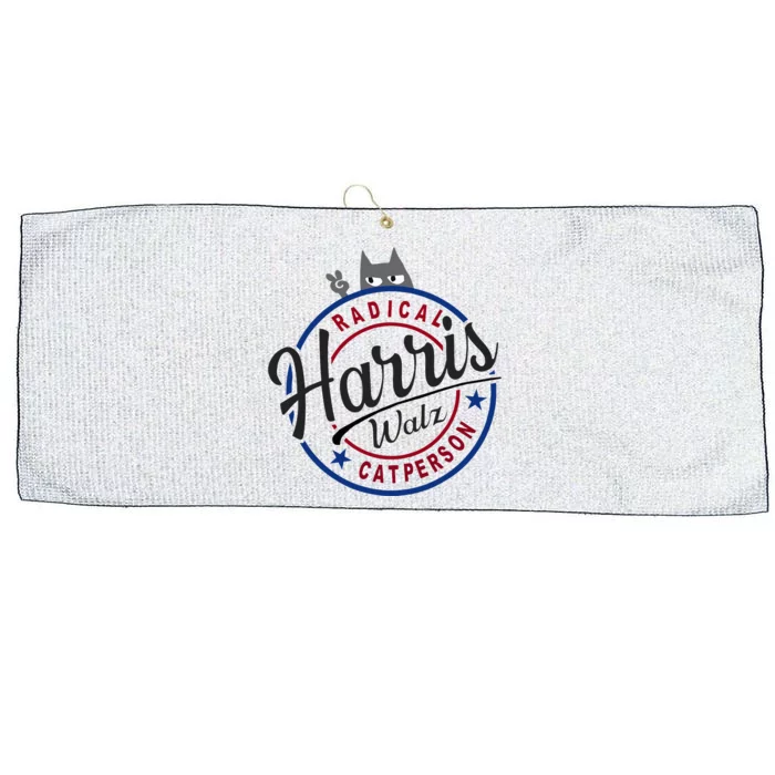 Harris Walz Radical Cat Lady Person Election Kamala Walz Large Microfiber Waffle Golf Towel