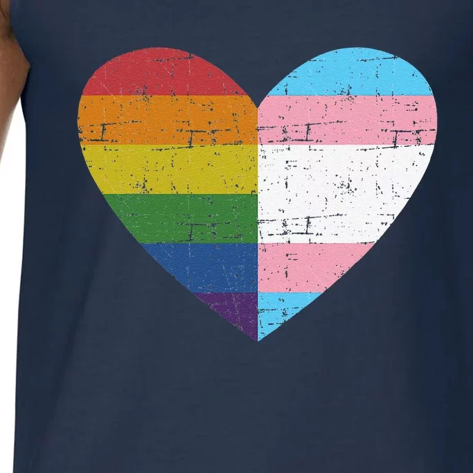 Heart With Rainbow And Transg Flag For Pride Month Comfort Colors® Tank Top