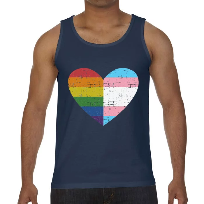 Heart With Rainbow And Transg Flag For Pride Month Comfort Colors® Tank Top