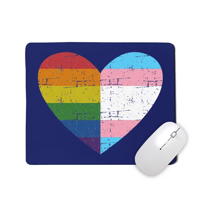 Heart With Rainbow And Transg Flag For Pride Month Mousepad