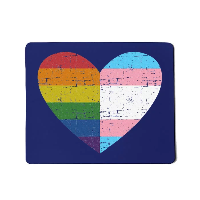 Heart With Rainbow And Transg Flag For Pride Month Mousepad