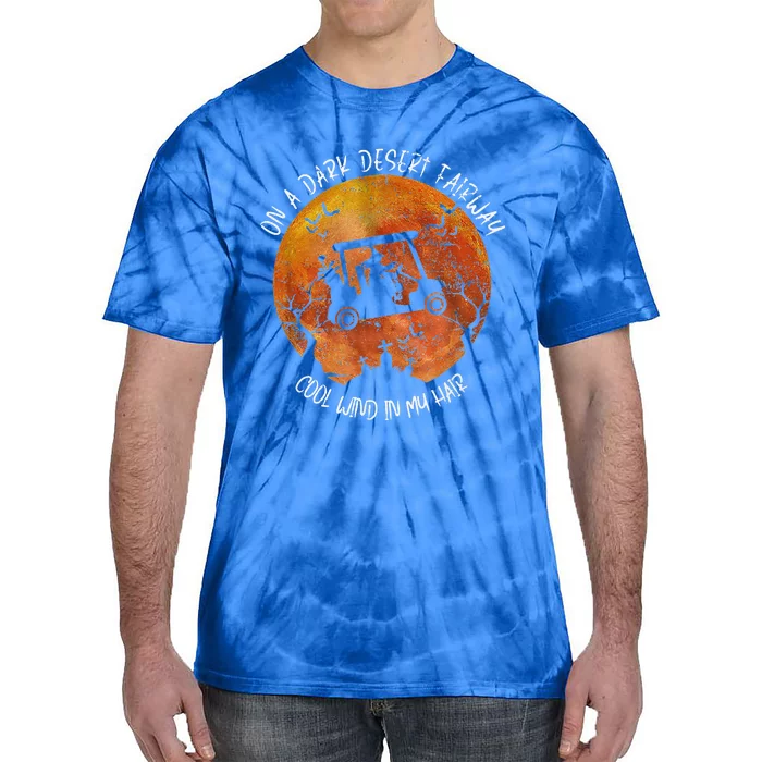 Halloween Witch Riding Golf Cart On A Dark Desert Fairway Tie-Dye T-Shirt