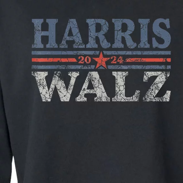 Harris Waltz2024 Retro Stripe Kamala Harris Tim Waltz24 Cropped Pullover Crew