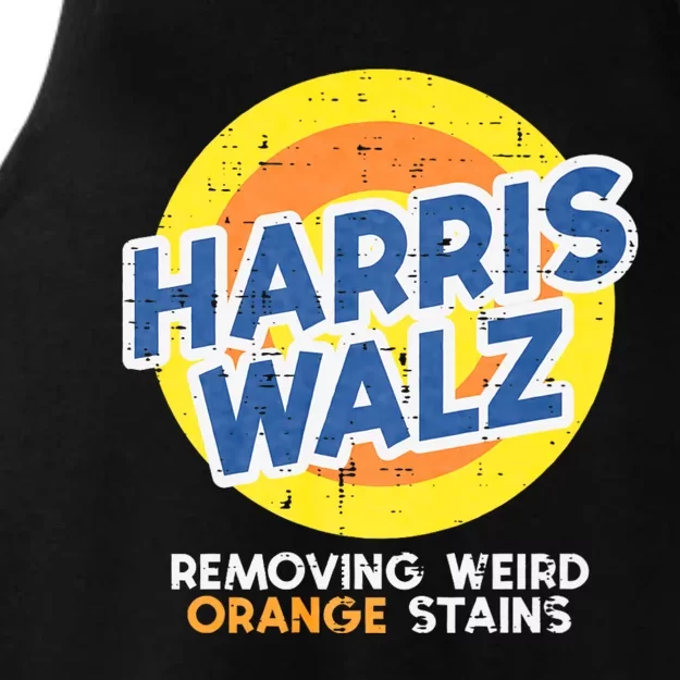 Harris Walz Removing Weird Orange Stains Funny Ladies Tri-Blend Wicking Tank