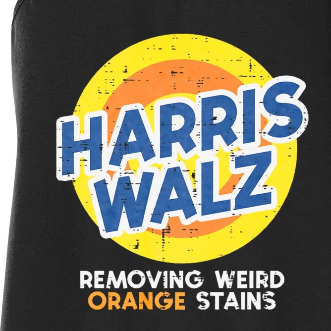 Harris Walz Removing Weird Orange Stains Funny Women's Racerback Tank