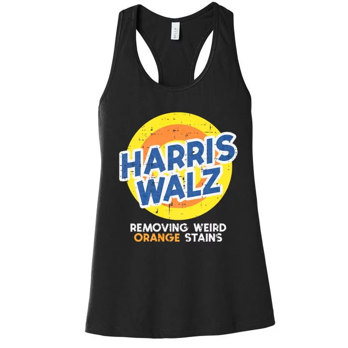 Harris Walz Removing Weird Orange Stains Funny Women's Racerback Tank