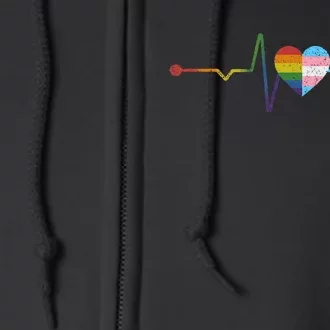 Heartbeat With Rainbow Flag Lgbt Full Zip Hoodie