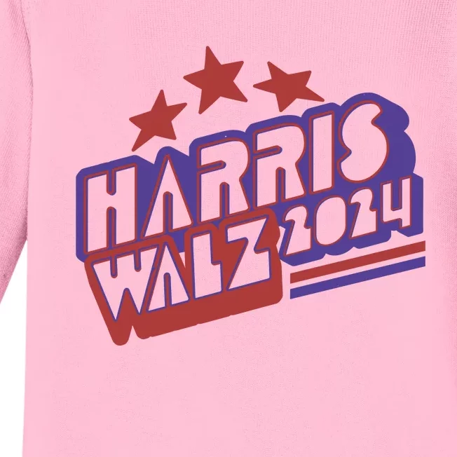 Harris Walz Retro Vibe Kamala Harris Election 2024 Baby Long Sleeve Bodysuit