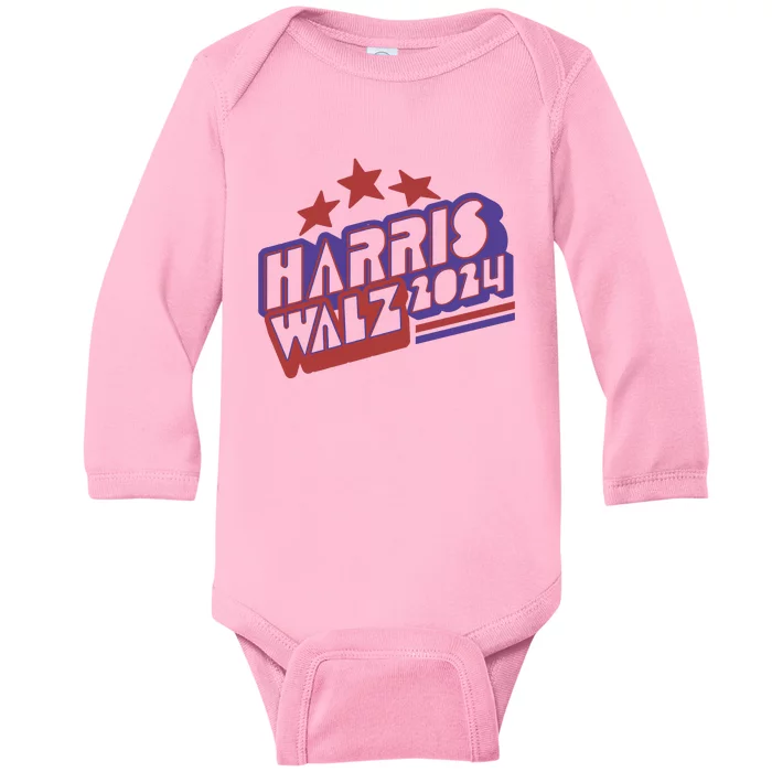 Harris Walz Retro Vibe Kamala Harris Election 2024 Baby Long Sleeve Bodysuit