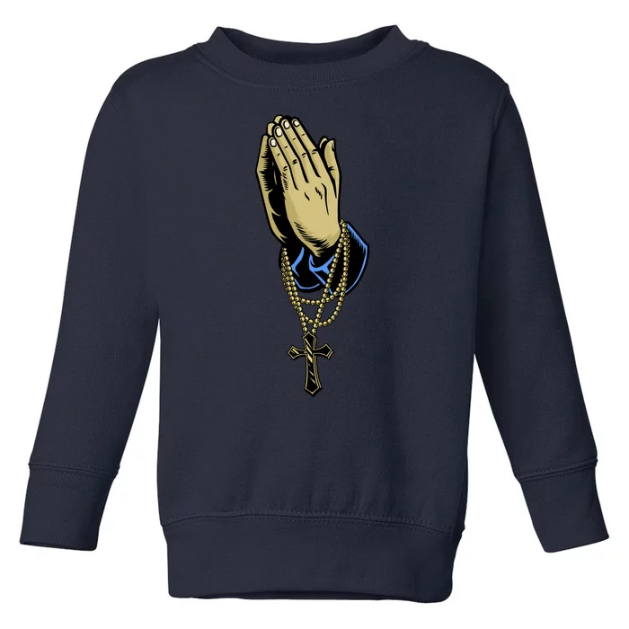 Hand With Rosary Praying Cross Toddler Sweatshirt