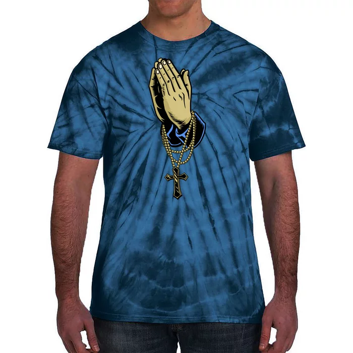 Hand With Rosary Praying Cross Tie-Dye T-Shirt