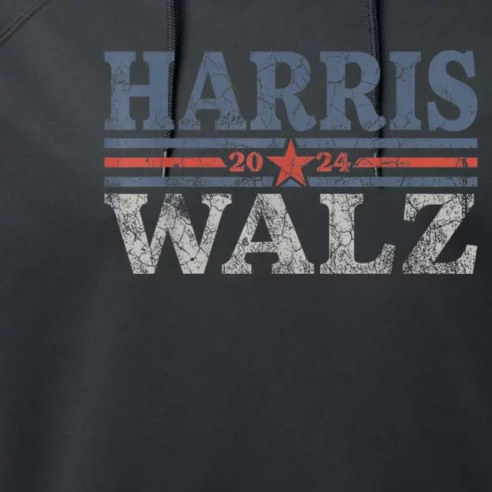 Harris Waltz2024 Retro Stripe Kamala Harris Tim Waltz24 Performance Fleece Hoodie