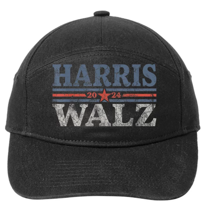 Harris Waltz2024 Retro Stripe Kamala Harris Tim Waltz24 7-Panel Snapback Hat