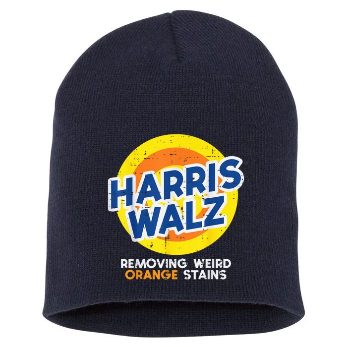 Harris Walz Removing Weird Orange Stains Funny M.E.N W.O.M.E.N. K.I.D. Short Acrylic Beanie