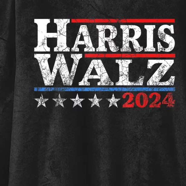 Harris Waltz2024 Retro Stripe Kamala Harris Tim Waltz24 Hooded Wearable Blanket