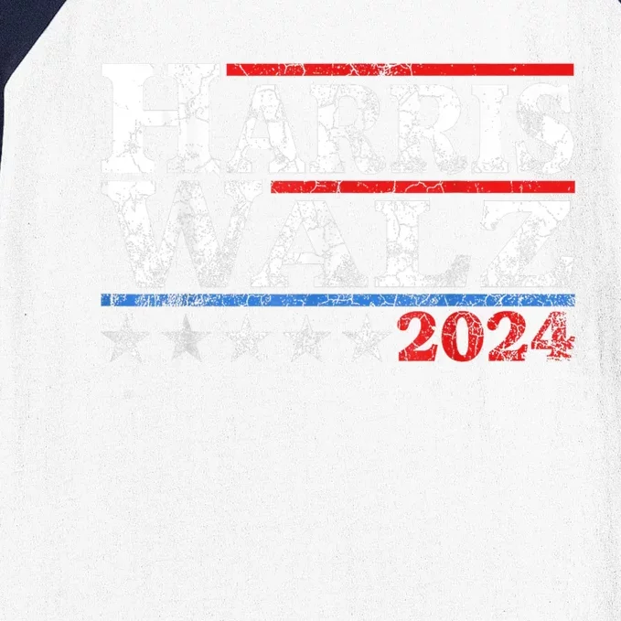 Harris Waltz2024 Retro Stripe Kamala Harris Tim Waltz24 Baseball Sleeve Shirt