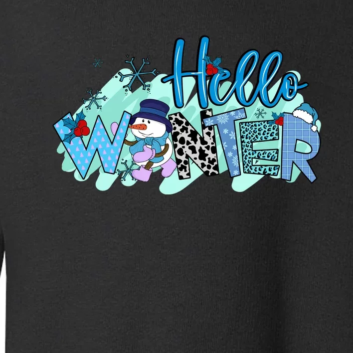 Hello Winter Snowman Christmas Snowflake Gift Toddler Sweatshirt