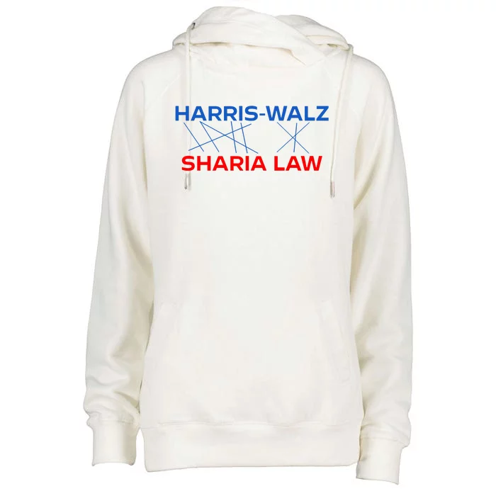 Harris Walz Sharia Law Womens Funnel Neck Pullover Hood