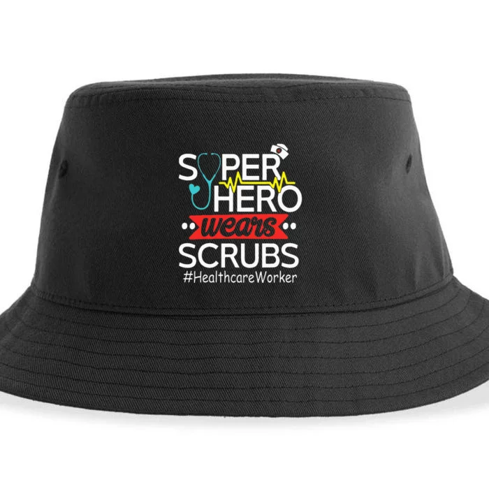 Healthcare Worker Super Heroes Wear Scrubs Nursing Lover Sustainable Bucket Hat