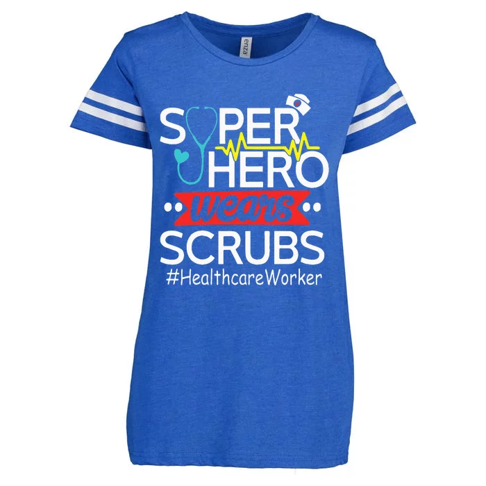 Healthcare Worker Super Heroes Wear Scrubs Nursing Lover Enza Ladies Jersey Football T-Shirt