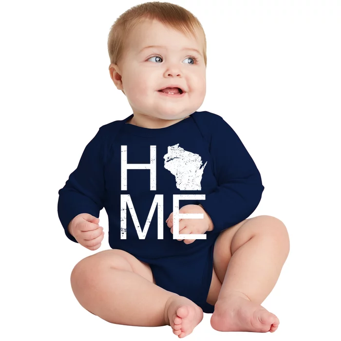 Home Wisconsin State Pride Vintage Baby Long Sleeve Bodysuit